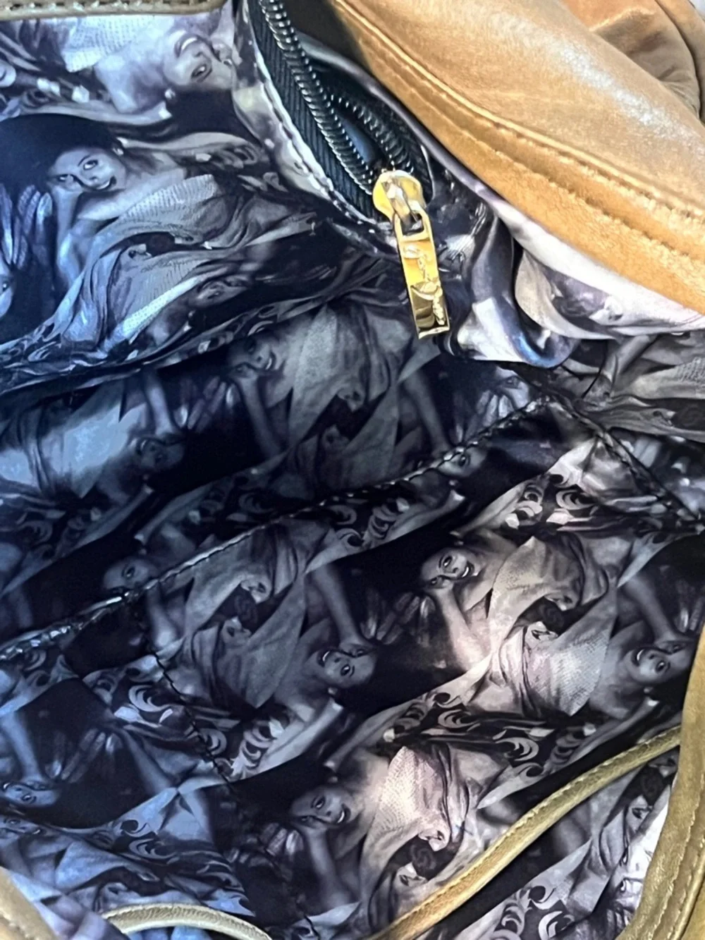 Vintage Y2K Junior Drake Bag Olive Brown Leather Pinup Ladies Lining Hobo - Picture 8 of 12